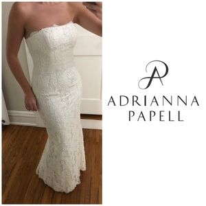 ✨Adrianna Papell Long Lace Dress, white, sz 4